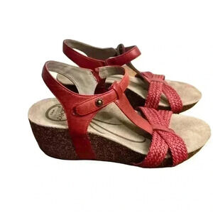 ABEO Urmy Neutral Support Wedge Sandals Red Size 8.5